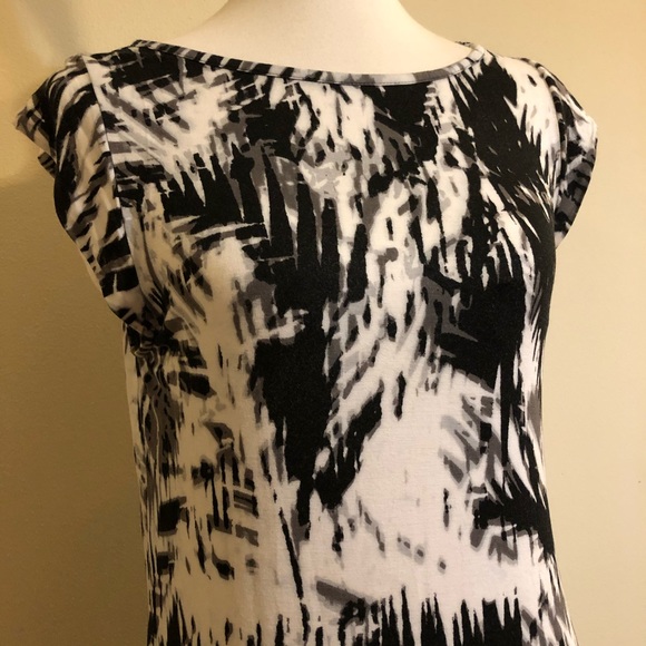 Apt. 9 Soft Abstract Print Black White Grey Dress - Picture 4 of 11